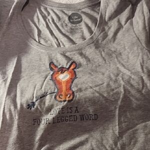 Life Is Good Gray Tee with Horse Design